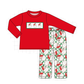 Red Santa Embroidery Pants Set
