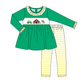 Green Farm Cow Embroidery Ruffle Pants Set