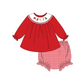Red Holly Jolly Embroidery Ruffle Bloomer Set