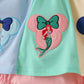 Colorblock character applique ruffle bubble
