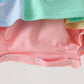 Colorblock character applique ruffle bubble