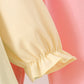 Colorblock character applique ruffle pants set