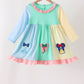 Colorblock character applique ruffle dress