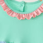 Colorblock character applique ruffle dress