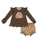 Brown Turkey Applique Ruffle Bloomer Set