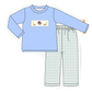 Sage Turkey Embroidery Gingham Pants Set