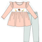 Sage Turkey Embroidery Ruffle Pants Set