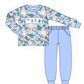 Blue Cowboy Santa Embroidery Pants Set