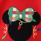 Red christmas character applique ruffle romper