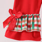 Red christmas character applique ruffle romper