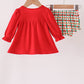 Red christmas character applique gingham bloomer set