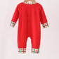 Red christmas character applique romper
