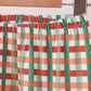 Red christmas character applique gingham ruffle pants set