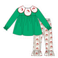 Green Santa Embroidery Ruffle Pants Set