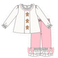 Pink Gingerbread Embroidery Ruffle Pants Set