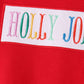 Red Holly Jolly Embroidery Plaid Pants Set