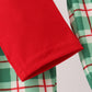 Red Holly Jolly Embroidery Plaid Pants Set