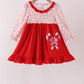 Red Candy Cane Sequin Ruffle Dress