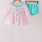 Pink Nutcracker Smocked Ruffle Bloomer Set