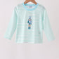 Mint Nutcracker Embroidery Stripe Top