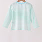 Mint Nutcracker Embroidery Stripe Top