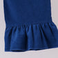 Blue Nativity corduroy Embroidery Ruffle Pants Set