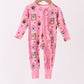 Pink Snowman Ruffle Bamboo Romper