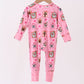 Pink Snowman Ruffle Bamboo Romper