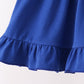 Royal Blue Character Embroidery Ruffle Pants