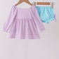 Purple Stripe Frozen Embroidery Bloomer Set