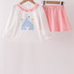 Pink Castle Applique Ruffle Skorts Set