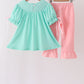 Green Character Smocked Ruffle Pants Set