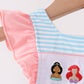 Blue Stripe Princess Embroidery Ruffle Bubble