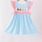 Blue Stripe Princess Embroidery Ruffle Dress