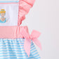 Blue Stripe Princess Embroidery Ruffle Dress