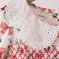 Red Holly Bow Smocked Lace Ruffle Pants Set