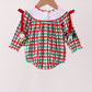 Red Character Embroidery Gingham Bubble