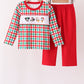 Red Character Embroidery Gingham Pants Set