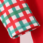 Red Character Embroidery Gingham Pants Set