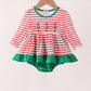 Red Nutcracker Embroidery Stripe Ruffle Bubble