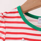 Red Nutcracker Embroidery Stripe Ruffle Bubble