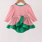 Red Nutcracker Embroidery Stripe Ruffle Bubble