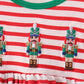 Red Nutcracker Embroidery Stripe Ruffle Bubble