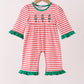 Red Nutcracker Embroidery Ruffle Stripe Romper