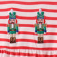 Red Nutcracker Embroidery Ruffle Stripe Romper