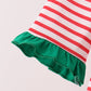 Red Nutcracker Embroidery Ruffle Stripe Romper