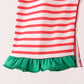 Red Nutcracker Embroidery Ruffle Stripe Romper