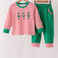 Red Nutcracker Embroidery Stripe Pants Set