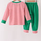Red Nutcracker Embroidery Stripe Pants Set