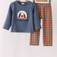 Blue Nativity Embroidery Pants Set